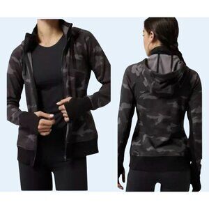 ATHLETA Triumph Camo Grey Black Full Zipper Hoodie Size Large